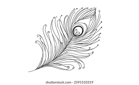 Continuous one single minimal line drawing fether