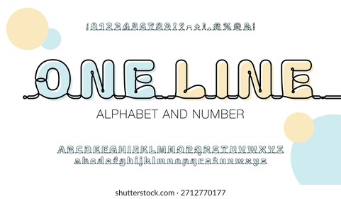 Fuente De Alfabeto De Una Línea Continua. Letras lineales modernas, números y símbolos para tipografía creativa, estilo Doodle, arte de línea continua, mayúsculas y minúsculas