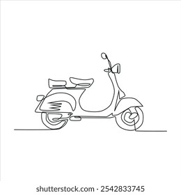 Continuous one-line art classical scooter 