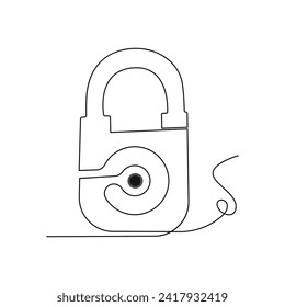 Reloj continuo de seguridad de una línea de arte y contorno de privacidad Ilustración vectorial aislada por Padlock