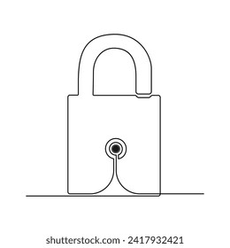 Reloj continuo de seguridad de una línea de arte y contorno de privacidad Ilustración vectorial aislada por Padlock