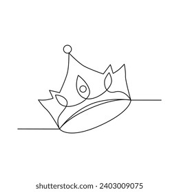 Continuous one-line crown drawing art vector illustration and the crown symbol of king and majesty