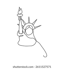 Continuous one-line drawing 4th of July Happy Independence Day single line draw vector graphic illustration