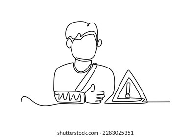 Continuous one-line drawing accident insurance for a child. Insurance concept single line draws design graphic vector illustration