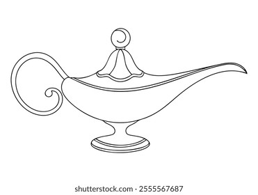 Continuous One-Line Drawing of an Aladdin Lamp - Minimalist Magical Design