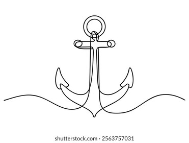 Continuous One-Line Drawing of an Anchor - Minimalist Nautical Art