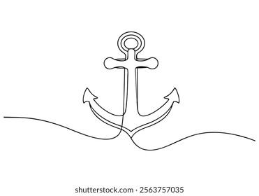 Continuous One-Line Drawing of an Anchor - Minimalist Nautical Art