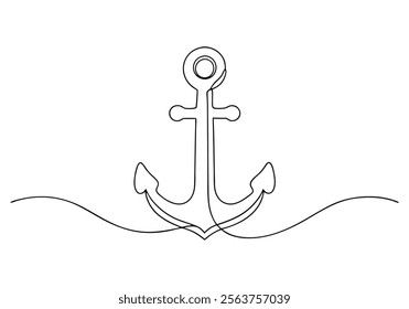 Continuous One-Line Drawing of an Anchor - Minimalist Nautical Art