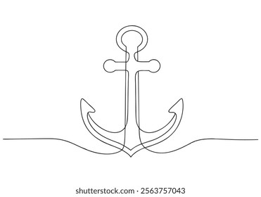 Continuous One-Line Drawing of an Anchor - Minimalist Nautical Art