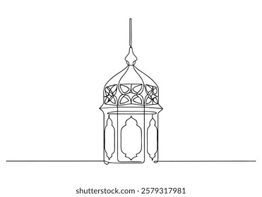 Continuous One-Line Drawing of an Arabesque Lantern Lamp - Minimalist Decorative Art