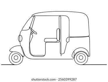 Continuous One-Line Drawing of an Auto Rickshaw - Minimalist Urban Vehicle Art