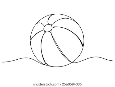 Continuous One-Line Drawing of a Beach Ball - Minimalist Summer Art