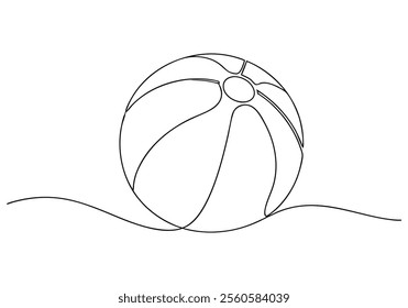 Continuous One-Line Drawing of a Beach Ball - Minimalist Summer Art