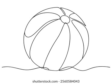 Continuous One-Line Drawing of a Beach Ball - Minimalist Summer Art