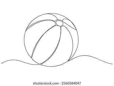 Continuous One-Line Drawing of a Beach Ball - Minimalist Summer Art