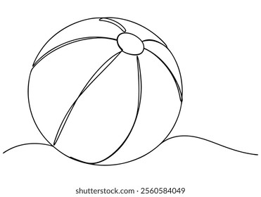 Continuous One-Line Drawing of a Beach Ball - Minimalist Summer Art