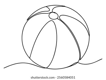 Continuous One-Line Drawing of a Beach Ball - Minimalist Summer Art