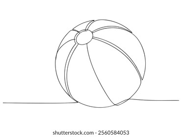 Continuous One-Line Drawing of a Beach Ball - Minimalist Summer Art