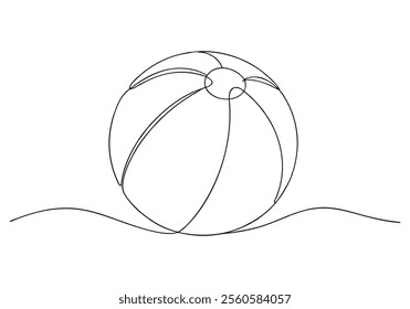 Continuous One-Line Drawing of a Beach Ball - Minimalist Summer Art