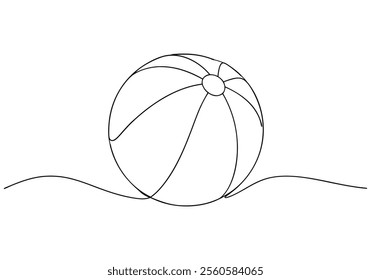 Continuous One-Line Drawing of a Beach Ball - Minimalist Summer Art