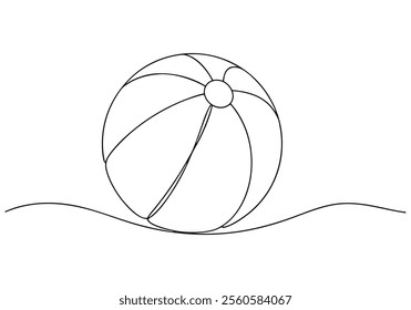 Continuous One-Line Drawing of a Beach Ball - Minimalist Summer Art