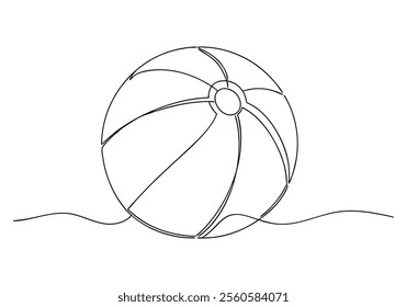 Continuous One-Line Drawing of a Beach Ball - Minimalist Summer Art