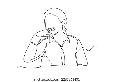 Continuous one-line drawing a beautiful laughing woman. World laughing day concept single line draws design graphic vector illustration