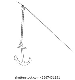 Continuous one-line drawing of beautiful Ship Anchor for the company logo identity with outline vector illustration