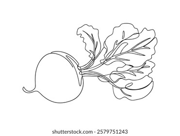 Continuous One-Line Drawing of a Beetroot - Minimalist Vegetable Art