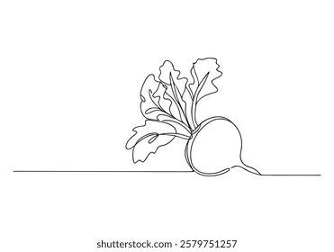 Continuous One-Line Drawing of a Beetroot - Minimalist Vegetable Art