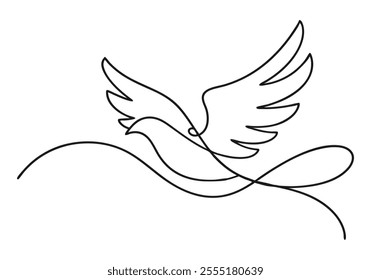 Continuous One-Line Drawing of a Bird in Flight - Minimalist Freedom Art