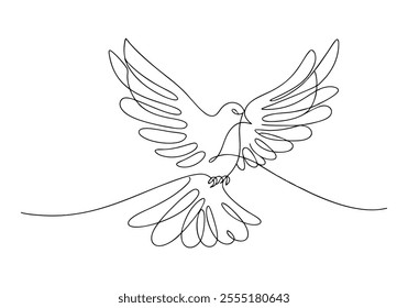 Continuous One-Line Drawing of a Bird in Flight - Minimalist Freedom Art