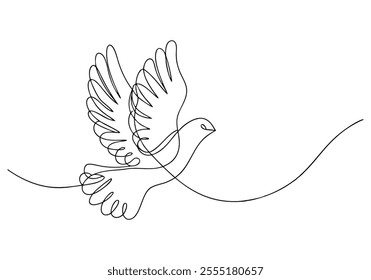 Continuous One-Line Drawing of a Bird in Flight - Minimalist Freedom Art
