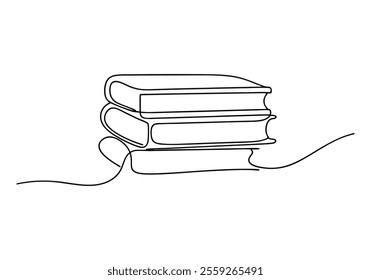 Continuous One-Line Drawing of Books - Minimalist Knowledge and Literature Art