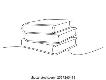 Continuous One-Line Drawing of Books - Minimalist Knowledge and Literature Art