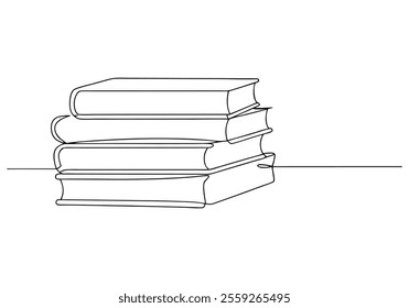 Continuous One-Line Drawing of Books - Minimalist Knowledge and Literature Art