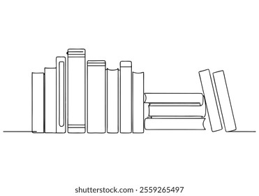 Continuous One-Line Drawing of Books - Minimalist Knowledge and Literature Art