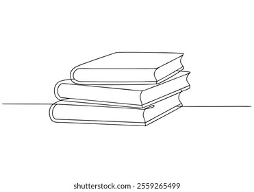 Continuous One-Line Drawing of Books - Minimalist Knowledge and Literature Art