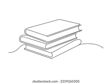 Continuous One-Line Drawing of Books - Minimalist Knowledge and Literature Art