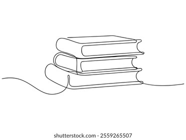 Continuous One-Line Drawing of Books - Minimalist Knowledge and Literature Art