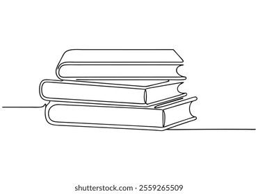 Continuous One-Line Drawing of Books - Minimalist Knowledge and Literature Art