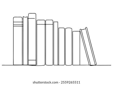 Continuous One-Line Drawing of Books - Minimalist Knowledge and Literature Art