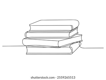 Continuous One-Line Drawing of Books - Minimalist Knowledge and Literature Art