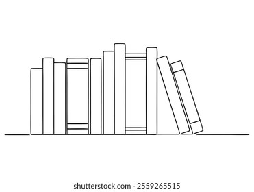 Continuous One-Line Drawing of Books - Minimalist Knowledge and Literature Art