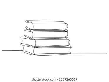 Continuous One-Line Drawing of Books - Minimalist Knowledge and Literature Art