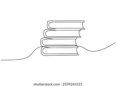 Continuous One-Line Drawing of Books - Minimalist Knowledge and Literature Art