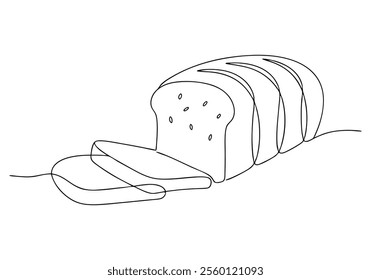 Continuous One-Line Drawing of Bread - Minimalist Bakery Art"