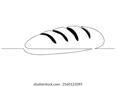 Continuous One-Line Drawing of Bread - Minimalist Bakery Art"