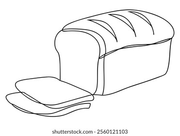 Continuous One-Line Drawing of Bread - Minimalist Bakery Art"