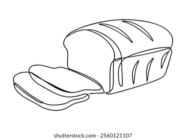Continuous One-Line Drawing of Bread - Minimalist Bakery Art"